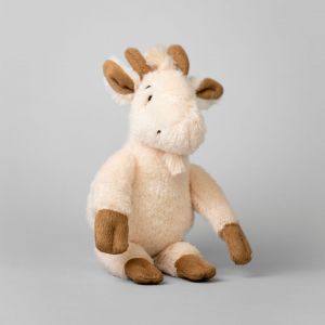 braun beige Stoffziege aus Plüsch