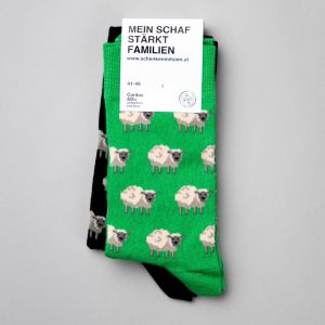 Schafsocken im Doppelpack Topansicht grün und schwarz