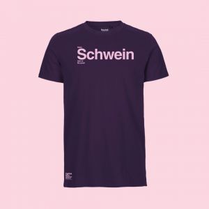 Schwein T-Shirt dunkel-lila mit Schriftzug