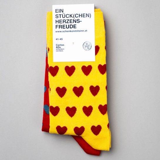 Herzsocken rot/gelb (2er Pack)